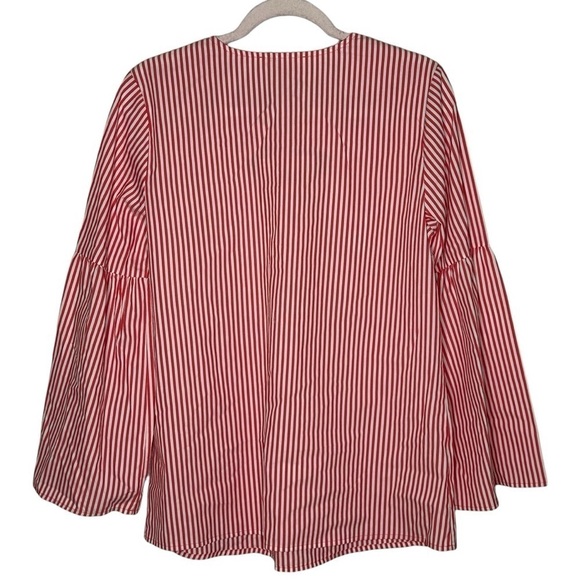 MICHAEL Michael Kors Striped Lace Up Poplin Bell Sleeve Top- NWT - Picture 3 of 13